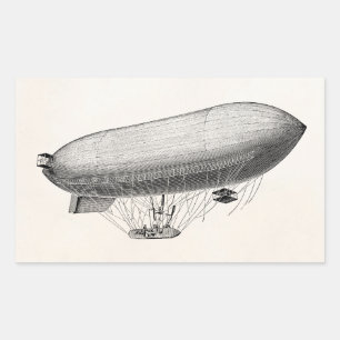 Vintage-Luftschiff altes Zeppelin Retro-Heißluftba Rechteckiger Aufkleber