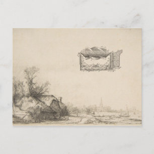 Vintage Luftschiff-Flugmaschinen-Kunstzeichnung Postkarte