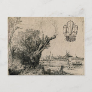 Vintage Luftschiff-Flugmaschinen-Kunstzeichnung Postkarte