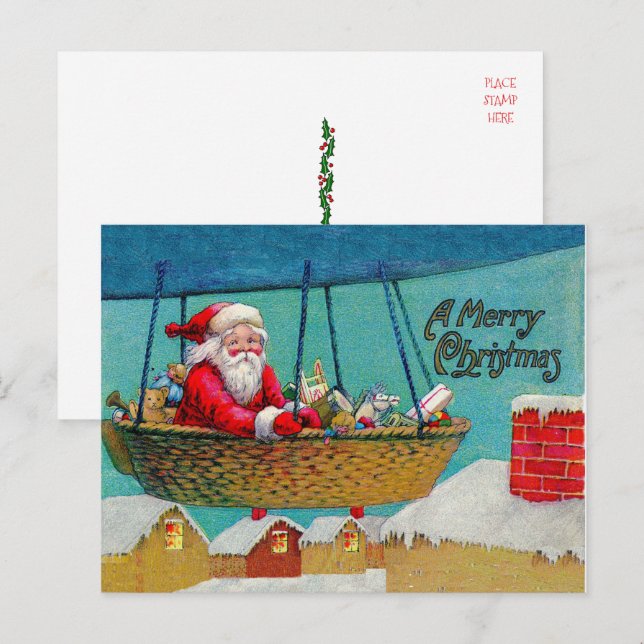Vintage Luftschiff Weihnachtsmann Weihnachten (Vorne/Hinten)