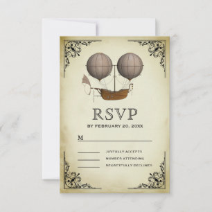 Vintage Luftschifffahrt Heißluftballon Hochzeit RSVP Karte