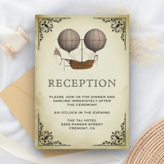 Vintage Luftschifffahrt Heißluftballon Hochzeitsem Begleitkarte (Von Creator hochgeladen)