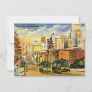 Vintage Luftseilbahnen auf San Francisco Hill Postkarte