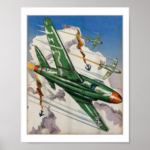 Vintage Luftwaffe USA Jet kämpfen US-Kriegsluftfah Poster