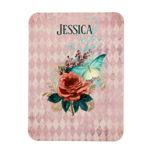 Vintage Luna-Motte-Bouquet personalisiert Magnet