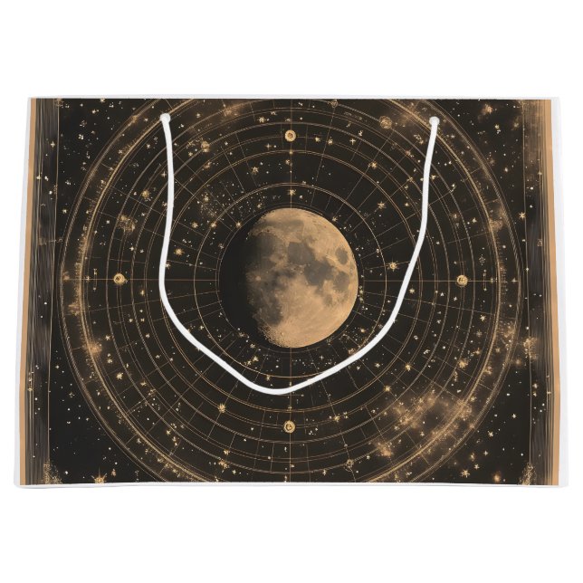Vintage Lunar Celestial Map Design Große Geschenktüte (Vorderseite)