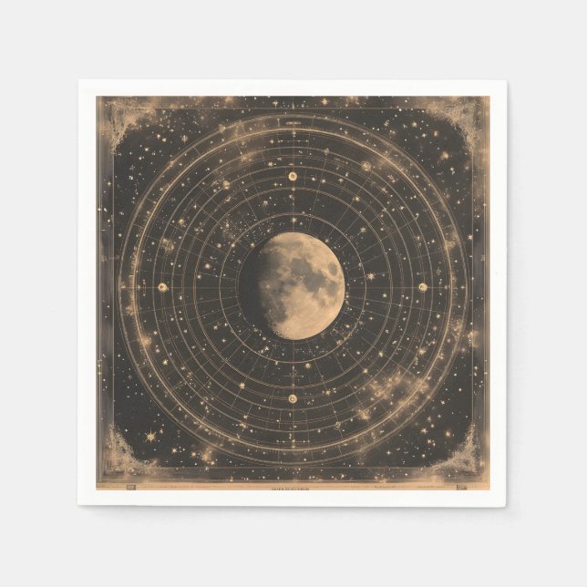 Vintage Lunar Celestial Map Design Serviette (Vorderseite)