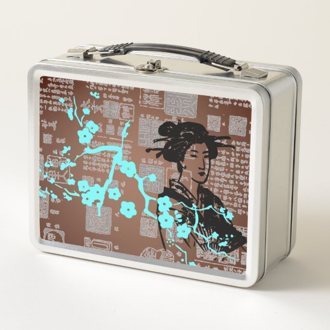 Vintage Lunch Box für asiatische Collage Metal (Vorderseite)