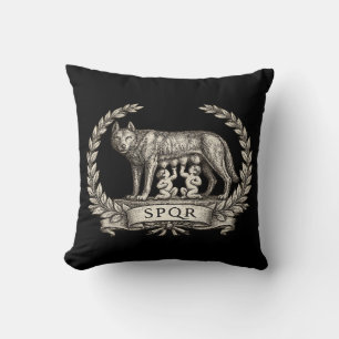 Vintage Lupa Capitolina Romulus Remus SPQR Emblem Kissen