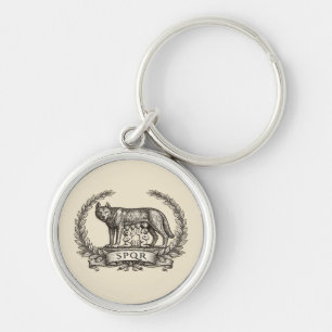 Vintage Lupa Capitolina Romulus Remus SPQR Emblem Schlüsselanhänger