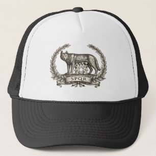 Vintage Lupa Capitolina Romulus Remus SPQR Emblem Truckerkappe