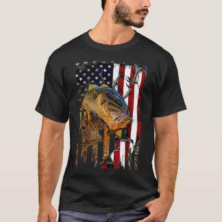 Vintage LUSTIG 4. Juli FISCHFANG Fisch Amerikanisc T-Shirt