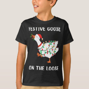 Vintage Lustige Festliche Gans Auf Freiem Fuß Weih T-Shirt