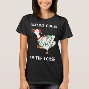 Vintage Lustige Festliche Gans Auf Freiem Fuß Weih T-Shirt