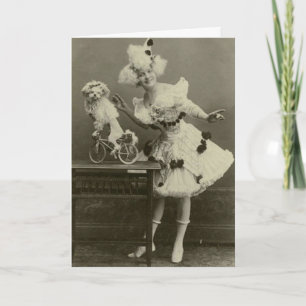Vintage Lustige Frau als Pudel verkleidet Postkart Karte