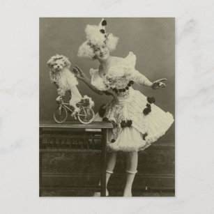 Vintage, lustige Frau, verkleidet als Poodle Postkarte