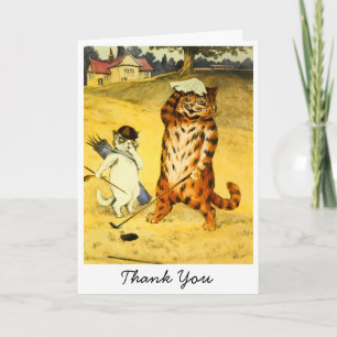 Vintage Lustige Golfspielende Katze und Caddie Dan Karte