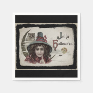 Vintage lustige Halloween-Hexe Serviette