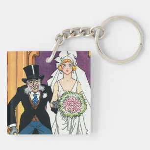 Vintage lustige Hochzeit, Mai Dezember Romantik Schlüsselanhänger