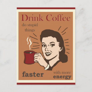 Vintage Lustige Humorvolle Retro-Kaffee Postkarte
