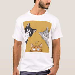 Vintage Lustige Neugierige Katzen Grafik T-Shirt,  T-Shirt