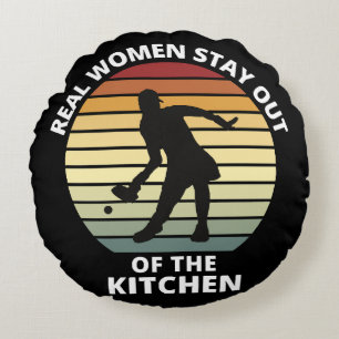 Vintage lustige Pickleball Frauen Rundes Kissen