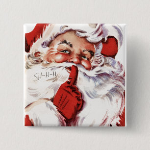 Vintage lustiger alter Weihnachtsmann Shhh Button