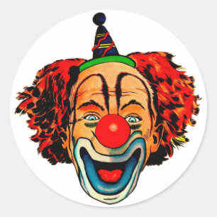 Vintage Lustiger Clown Runder Aufkleber
