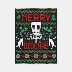 Vintage Lustiger Disc Golf hässliches Weihnachten Fleecedecke