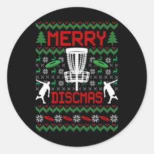 Vintage Lustiger Disc Golf hässliches Weihnachten Runder Aufkleber
