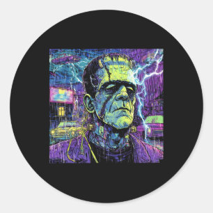 Vintage lustiger Frankenstein-Monster Liebhaber Gr Runder Aufkleber