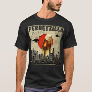 Vintage lustiger Frettchen im japanischen Sonnenun T-Shirt