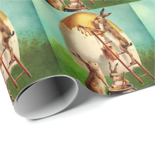 Vintage Lustiger Hase und Osterei Geschenkpapier