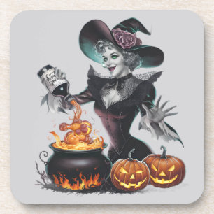 Vintage lustiger Hexenkessel Gesegnet Halloween Getränkeuntersetzer