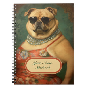 Vintage Lustiger Hund Glam Lady Spiralblock Notizblock