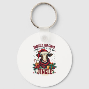 Vintage lustiger Weihnachten Highland Kuh Jingle B Schlüsselanhänger