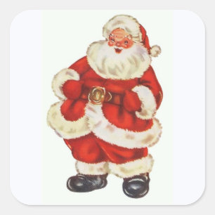 Vintage lustiger Weihnachtsmann Quadratischer Aufkleber
