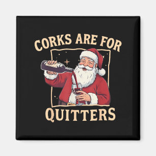 Vintage lustiger Weihnachtsmann trinkt Wein Korken Magnet