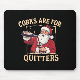 Vintage lustiger Weihnachtsmann trinkt Wein Korken Mousepad