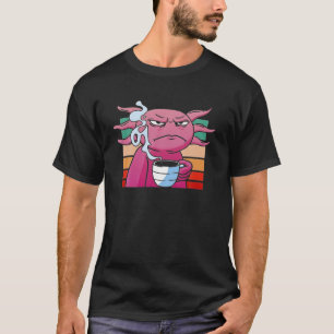 Vintage lustiger wütender Axolotl mit Kaffee Kaffe T-Shirt
