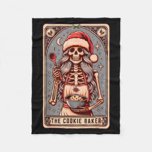 Vintage lustiges Skelett Der Cookie-Bäcker Tarotka Fleecedecke