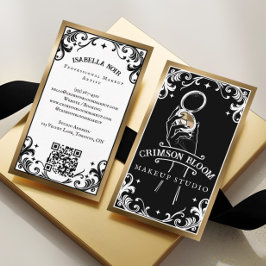 Vintage Luxury Black Gold Beauty Makeup Artist Visitenkarte