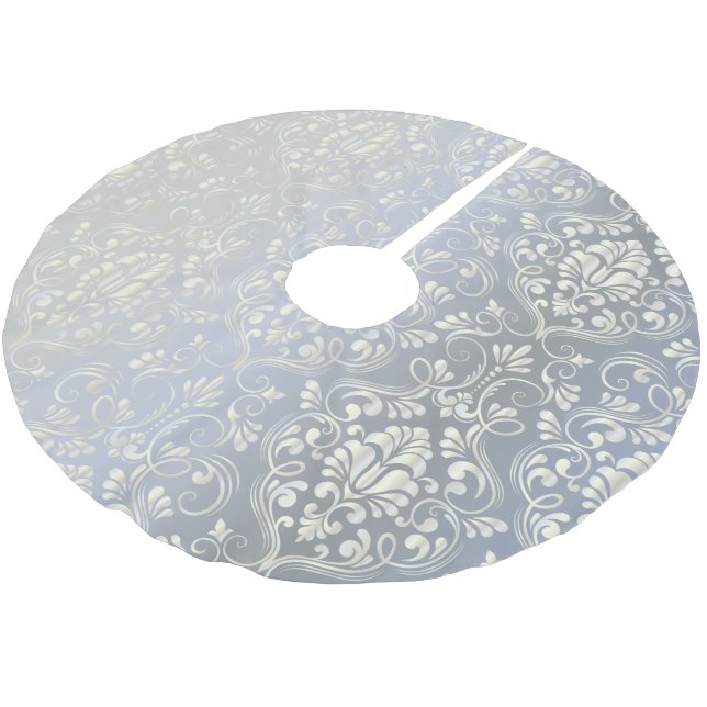 Vintage Luxus-Damask Polyester Weihnachtsbaumdecke (Schrägansicht)