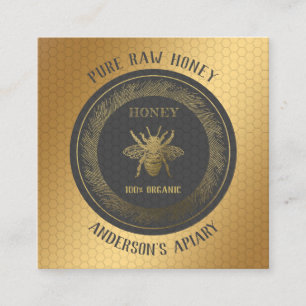 Vintage Luxus goldene Honigbiene/Imkerei/Bienenfar Quadratische Visitenkarte