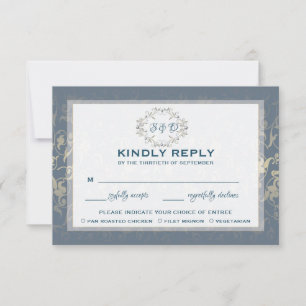 Vintage-Luxus-RSVP-Karte mit Essensauswahl RSVP Karte