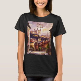 Vintage Lyon France Travel  City Watercolor Custom T-Shirt