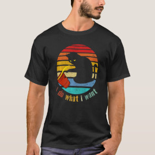 Vintage Mach Was Ich Will Schwarze Katze Rote Tass T-Shirt