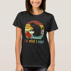 Vintage Mach Was Ich Will Schwarze Katze Rote Tass T-Shirt