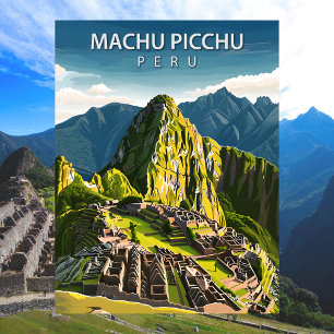 Vintage Machu Picchu Inka-Reise-Kunst Postkarte