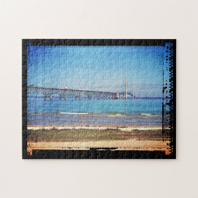 Vintage Mackinac-Brücke Puzzle (Horizontal)